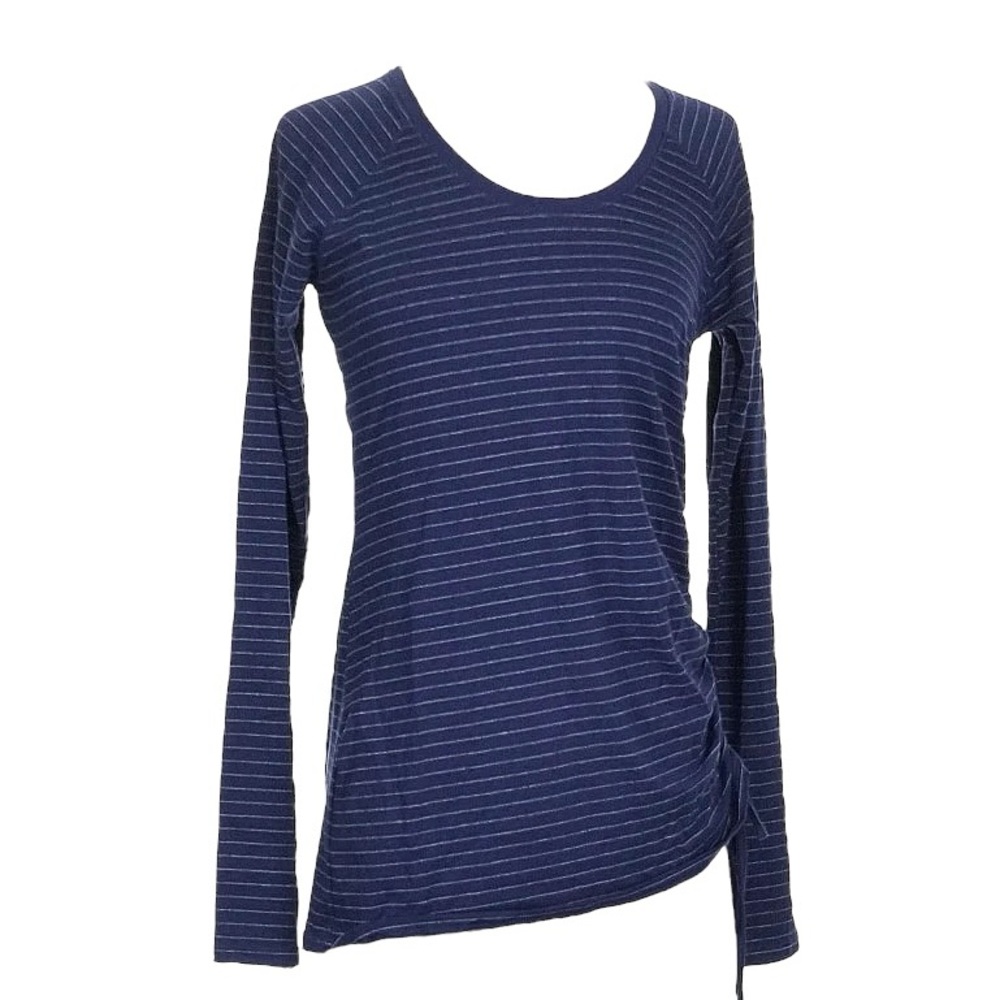 New Calia by Carrie Underwood Womens Striped Side Tie Top Long Sleeves Medium
